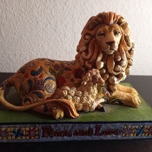 STUNNING RETIRED Enesco Jim Shore PEACE AND LOVE / Lion & Lamb Figurine